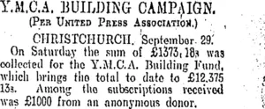 Y.M.C.A. BUILDING CAMPAIGN. (Otago Daily Times 30-9-1907)