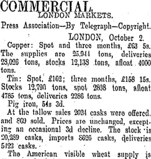 COMMERCIAL. (Otago Daily Times 4-10-1907)