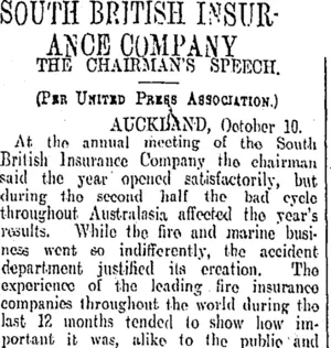 SOUTH BRITISH INSURANCE COMPANY (Otago Daily Times 11-10-1907)