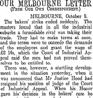 OUR MELBOURNE LETTER (Otago Daily Times 22-10-1907)
