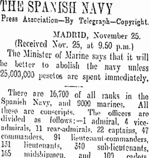 THE SPANISH NAVY (Otago Daily Times 26-11-1907)