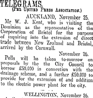 TELEGRAMS. (Otago Daily Times 27-11-1907)