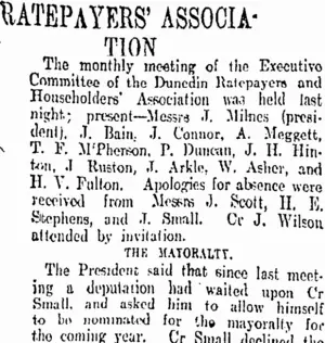 RATEPAYERS' ASSOCIATION (Otago Daily Times 4-12-1907)