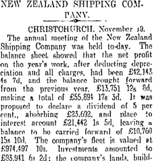 NEW ZEALAND SHIPPING COMPANY. (Otago Daily Times 9-12-1907)