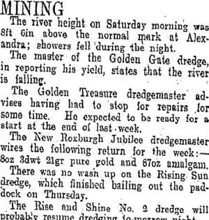MINING. (Otago Daily Times 13-1-1908)