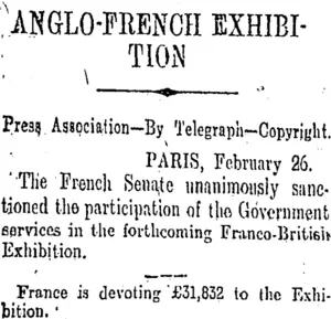 ANGLO-FRENCH EXHIBITION (Otago Daily Times 28-2-1908)
