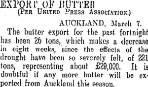 EXPORT OF BUTTER (Otago Daily Times 9-3-1908)