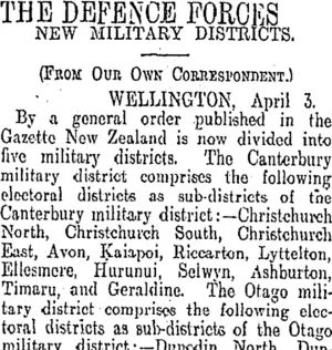 THE DEFENCE FORCES (Otago Daily Times 4-4-1908)