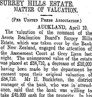 SURREY HILLS ESTATE. (Otago Daily Times 14-4-1908)