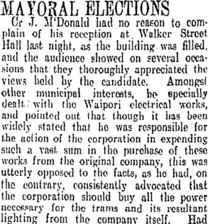 MAYORAL ELECTIONS (Otago Daily Times 25-4-1908)
