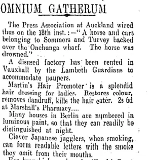 OMNIUM GATHERUM (Otago Daily Times 21-4-1908)