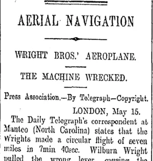 AERIAL NAVIGATION (Otago Daily Times 18-5-1908)