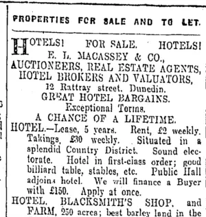 Page 8 Advertisements Column 6 (Otago Daily Times 25-5-1908)