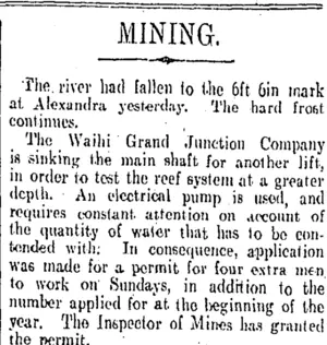MINING. (Otago Daily Times 7-7-1908)