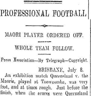PROFESSIONAL FOOTBALL (Otago Daily Times 9-7-1908)
