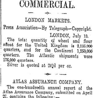 COMMERCIAL. (Otago Daily Times 15-7-1908)