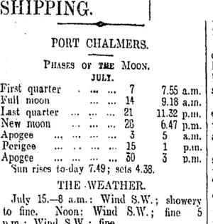 SHIPPING. (Otago Daily Times 16-7-1908)