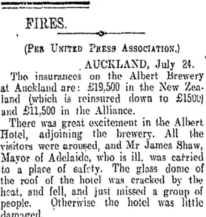 FIRES. (Otago Daily Times 27-7-1908)