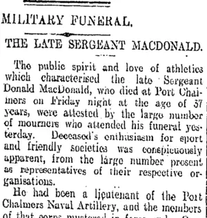 MILITARY FUNERAL. (Otago Daily Times 27-7-1908)