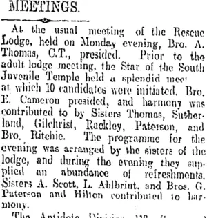 MEETINGS. (Otago Daily Times 23-7-1908)