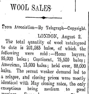 WOOL SALES (Otago Daily Times 4-8-1908)