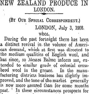 NEW ZEALAND PRODUCE IN LONDON. (Otago Daily Times 13-8-1908)