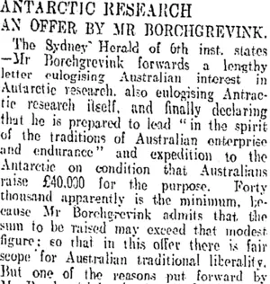 ANTARCTIC RESEARCH. (Otago Daily Times 22-8-1908)