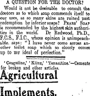 Page 6 Advertisements Column 8 (Otago Daily Times 7-9-1908)