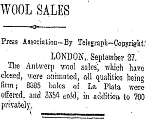 WOOL SALES (Otago Daily Times 29-9-1908)