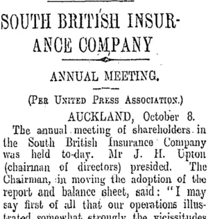 SOUTH BRITISH INSURANCE COMPANY. (Otago Daily Times 9-10-1908)