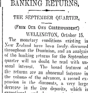 BANKING RETURNS (Otago Daily Times 16-10-1908)