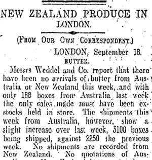 NEW ZEALAND PRODUCE IN LONDON. (Otago Daily Times 27-10-1908)