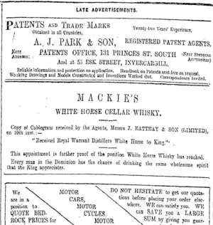 Page 6 Advertisements Column 5 (Otago Daily Times 21-10-1908)