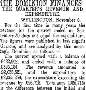 THE DOMINION FINANCES (Otago Daily Times 9-11-1908)