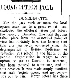 LOCAL POTION POLL (Otago Daily Times 18-11-1908)
