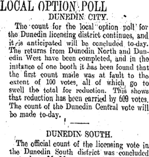 LOCAL OPTION POLL. (Otago Daily Times 25-11-1908)
