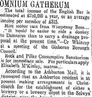 OMNIUM GATHERUM (Otago Daily Times 28-11-1908)