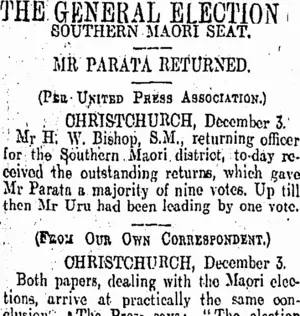 THE GENERAL ELECTION (Otago Daily Times 4-12-1908)
