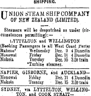 Page 1 Advertisements Column 2 (Otago Daily Times 7-12-1908)