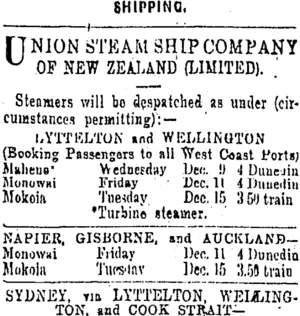 Page 1 Advertisements Column 2 (Otago Daily Times 8-12-1908)