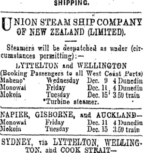 Page 1 Advertisements Column 2 (Otago Daily Times 9-12-1908)