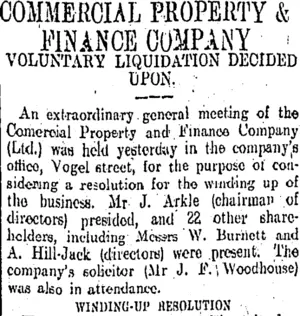 COMMERCIAL PROPERTY & FINANCE COMPANY (Otago Daily Times 3-12-1908)