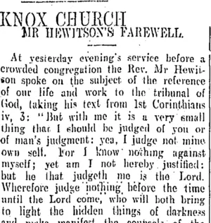 KNOX CHURCH. (Otago Daily Times 14-12-1908)