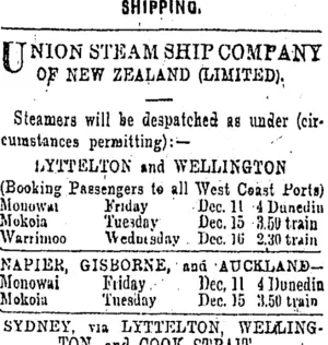 Page 1 Advertisements Column 2 (Otago Daily Times 10-12-1908)
