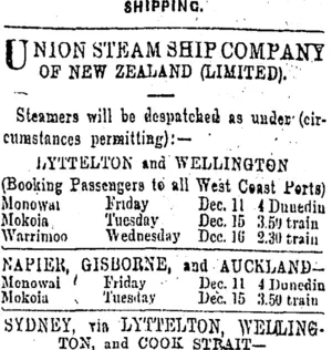 Page 1 Advertisements Column 2 (Otago Daily Times 11-12-1908)