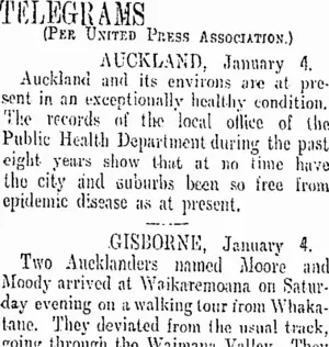 TELEGRAMS (Otago Daily Times 5-1-1909)