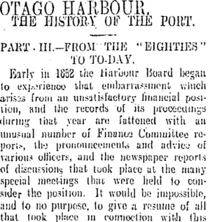 OTAGO HARBOUR. (Otago Daily Times 14-1-1909)