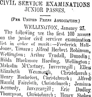 CIVIL SERVICE EXAMINATIONS (Otago Daily Times 25-1-1909)