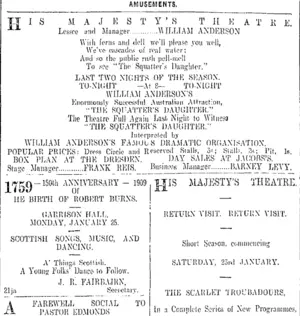Page 1 Advertisements Column 6 (Otago Daily Times 21-1-1909)
