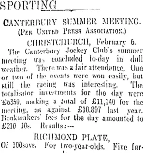 SPORTING. (Otago Daily Times 8-2-1909)